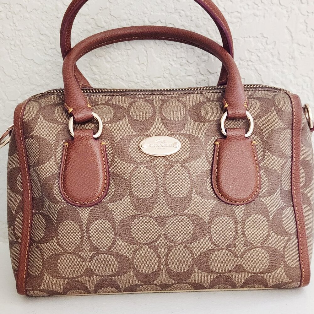 Coach Mini Bennett Khaki 2Way Shoulder Bag Purse